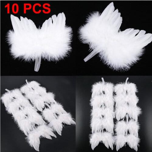 Home/Party/Wedding Ornaments Xmas Decor 10Pcs White Feather Wing Lovely Chic Angel Christmas Tree Decoration Hanging Ornament