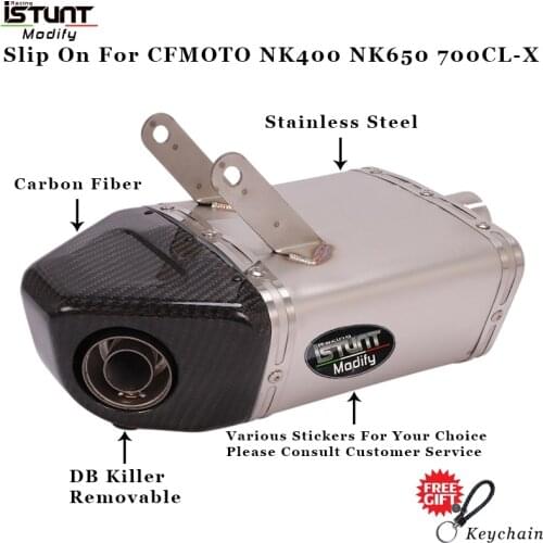 Slip On For CFMOTO NK400 NK650 700CL-X 700clx Motorcycle Exhaust System Escape Modified Carbon Fiber Bottom Row Muffler Exhaust