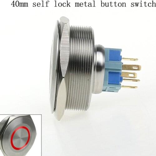 High quality 40mm metal button self-lock switch waterproof stainless steel color red green yellow blue white