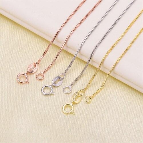 DIY Pearl accessories 925 silver necklace plated platinum gold rose gold box chain jade pendant chain