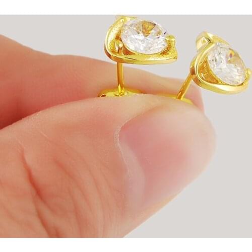 Womens Round Earrings 24K Gold Color Stud Earring For Girls Ladies Fashion Luxury Jewelry Gifts Pendientes largos para mujer