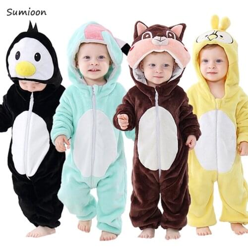Winter Newborn Baby Clothes Inflant Rompers Overalls Cute Cartoon Animal Onsies Kigurumi Costumes For Boys Girls Kids Jumpsuit