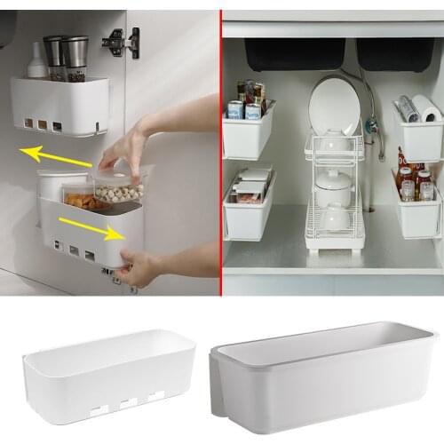 2Piece Kitchen Under Sink Storage Box Rack Wall Hanging Organizer for Spices Drawer Shelf Bottles Holder Cabinet Closet Box