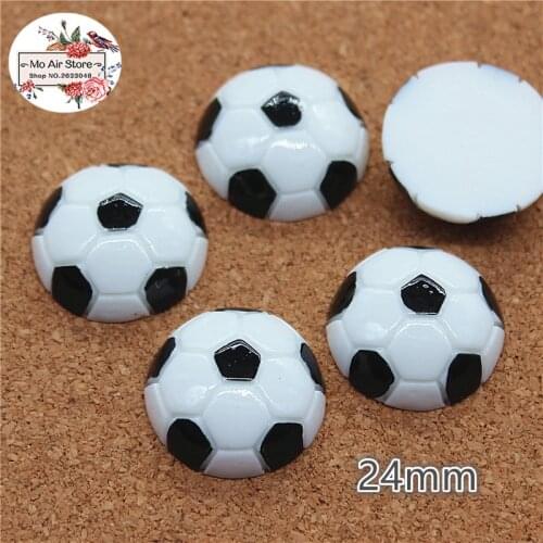 10pcs 24mm Resin football sports flat back Cabochon Art Supply Decoration Charm Craft