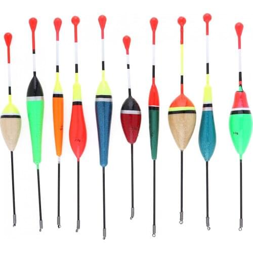 10Pcs/lot Fishing Floats Set Balsa Bobber Fishing Light Stick Floats Fluctuate Mix Size Colorful Float for Fishing Accessories