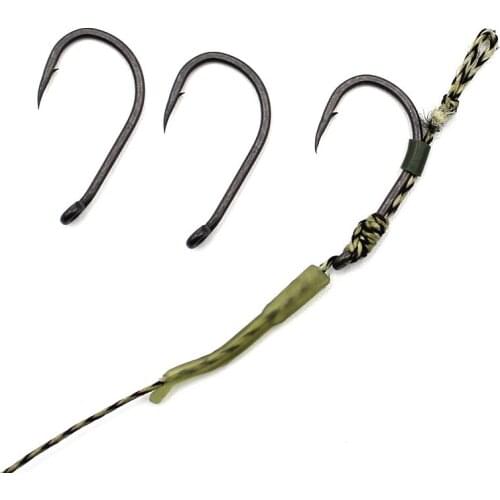 100PCS PTFE Coated Carp Fishing Hooks Matte Black Kn Sharp Barbed Carp Hooks For Carp Fishing Accessories Chod Hair Rig Hooks