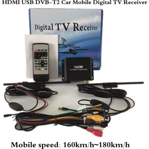 Car DVB-T2 Digital TV Receiver Double Tuner USB HDMI for Russia Thailand Columbia Indonesia Singapore Speed Up To 160-180km/h