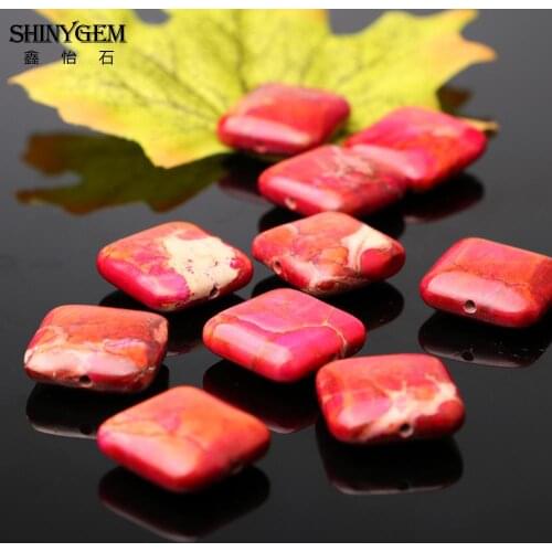 ShinyGem 18mm Red Jaspers Beads Smooth Square Rose Red Sea Sediment Jaspers Natural Stone Beads For DIY Jewelry Making 20pcs/Lot