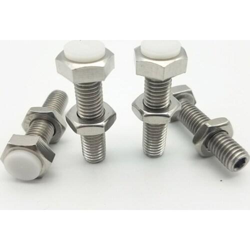 2pcs M10 stainless steel hex polyacetal stop screw with Allen hole glue head anti-collision block buffer bolt 30mm-70mm length