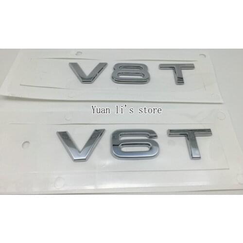 2X Car Chrome Badge Emblem Genuine OEM V8T A6 RS6 TDI TFSI A7 A8 CAR bady stick v8t v6t car emblem stick Car Styling