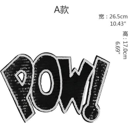 2PCS Large Embroidery Applique POW English Alphabet Sequins Patch Sew On Patch DIY Embroidered Bling Bling Clothing Accessories