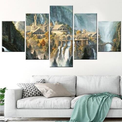 5 Piece Painting Wall Art Canvas Prints Movie Poster Castle of Lord Image Modern Wall Pictures Home Living Room Decoration
