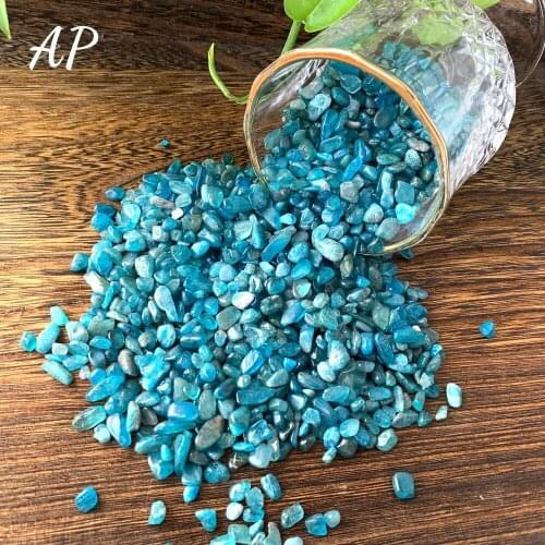 50g/Bag Natural Crystal Blue Apatite Irregular Rock Tumbled Crushed Stone Healing Reiki Gravel Garden Aquarium Decoration