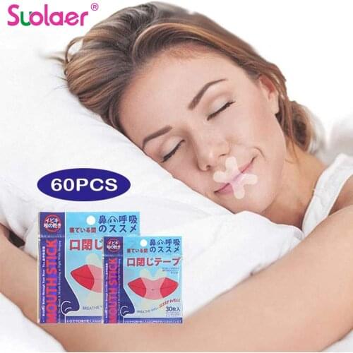 60PCS Self-Care of Anti Snore Stickers Anti-snoring Adults Children Relieve Close Mouth Sticker Comfortable Mini Portable