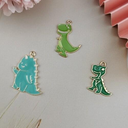 ApeUr 10pcs Cartoon Dinosaurs Family Enamel Charms Aniaml Alloy Pendants DIY Earrings Necklace Jewelry Accessory Phone Pen Decor