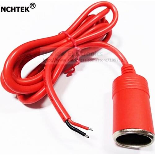 NCHTEK RED Color DC 12V~24V Car Cigarette Lighter Female Socket Plug Connector Adapter Cable About 1.8M/Free Shipping/1PCS