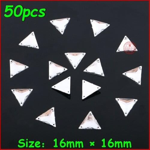 50pcs/lot 16*16mm Shiny TR Sew On 2 Holes White Rhinestone Crystal Stone Women DIY Jewelry For Women Wedding Dress Clothes