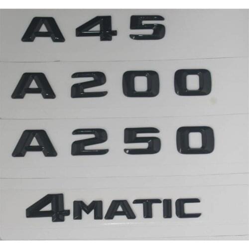 Gloss Black Trunk Letters Number Badge Emblem Emblems for Mercedes Benz A45 AMG A200 A250 A220 4MATIC
