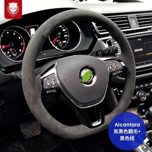Real Alcantara steering wheel cover for VW Golf 7 gti polo Touareg eHybrid Santana Lavida suede Grip Cover car accessories