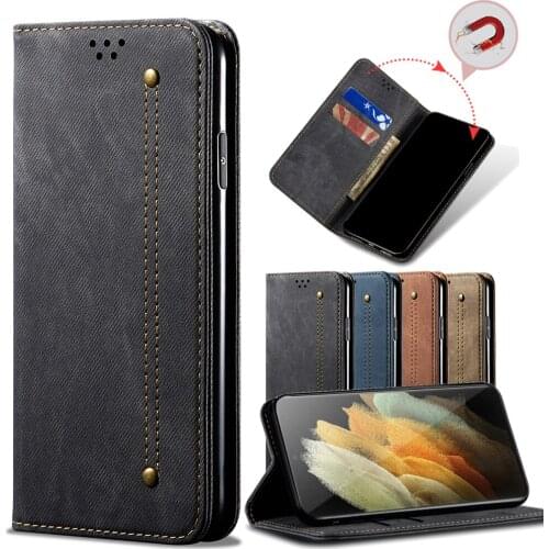 Business Retro Folding Flip Leather Case For Samsung Galaxy S21+ S21 Ultra Plus S20 S10 Lite S21FE Card Slot Stand Magnetic Capa