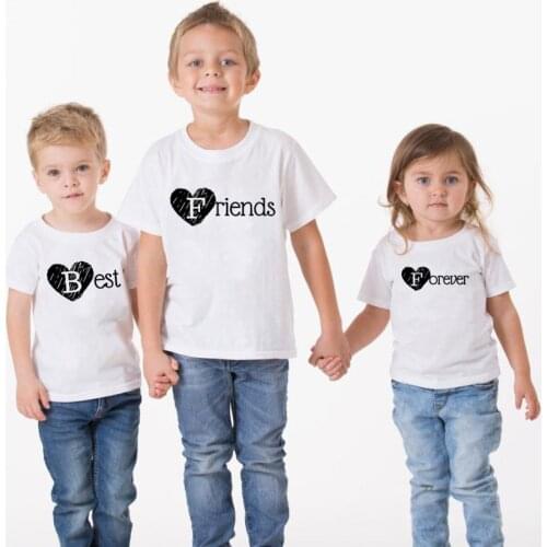 Best Friends Forever Kids Tshirt Brothers Sisters Family Look T-shirt Sweet Letter Printed BFF Tops Tee Shirts Wear Fashion