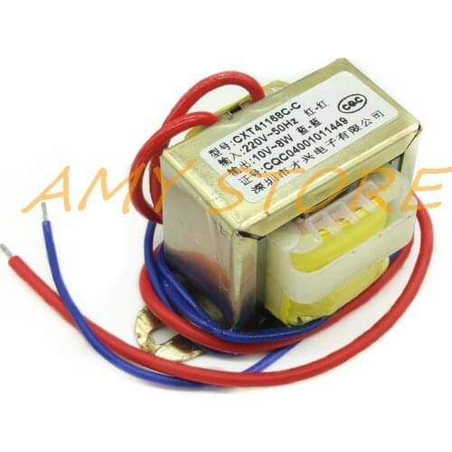 EI41*20 8W 8VA Output AC10V 0.8A 500mA EI Ferrite Core Input 220V 50Hz Vertical Mount Electric Single Power Transformer
