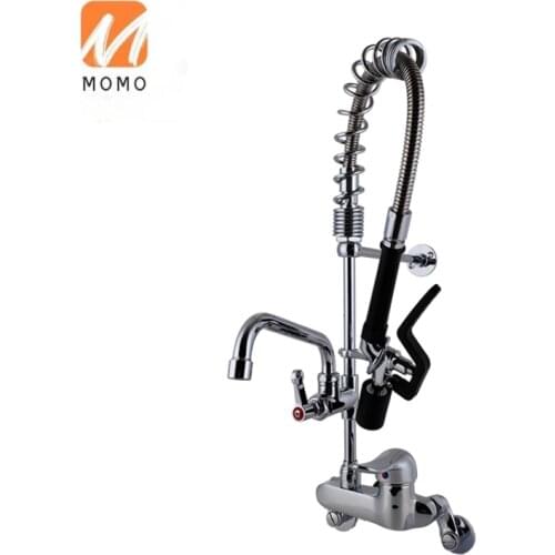 Chrome Plated Single Lever 3 In 1 Wall Mixer Tap Commercial Pre Rinse Wall Mount Water Faucet
