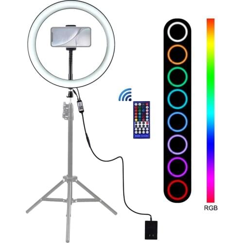 12 inch Ring Light With Phone Holder Dimmable RGB LED Selfie Ring Light Makeup Lamp without Tripod Stand for Youtube Video Photo