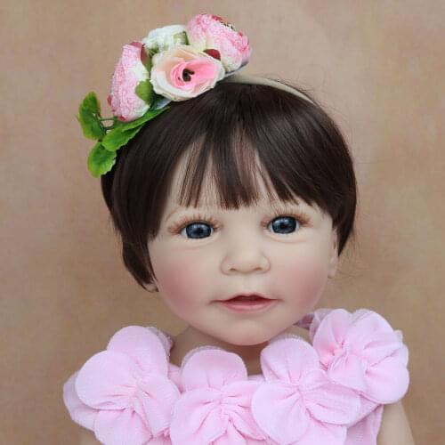 55 CM Full Silicone Reborn Baby Girl Doll Toy 22 Inch Vinyl Princess Toddler Classic Dress Up Boneca Birthday Gift Bathe Toy