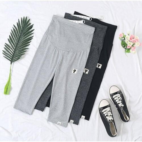 Maternity Summer Modal Short Capris Pregnant Adjustable Thin Cat 5 Pants For Mother High Waist Leggings Belly Adjustable Trouser