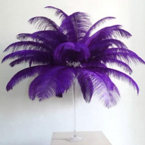 HOT! 50pcs/lot 50-55cm/20-22"purple ostrich feather plume wedding decoration black feather ostrich plumage Free shipping