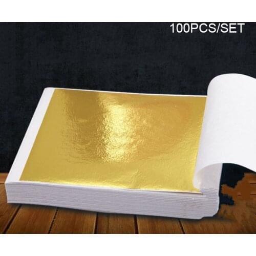 100 Pcs Gold Leaf Sheets Foil Paper for Arts Slime DIY Gilding Nails Art Craft J2Y