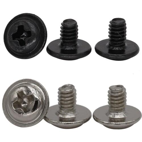 M2.5 M2.5*4/5/6 M2.5x4/5/6 Black Nickel Plate Carbon Steel DIN967 Cross Phillips Recessed Round Pan Head Micro Screw With Washer