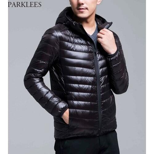 Mens Lightweight Packable Duck Down Jacket 2021 New Portable Breathable Hooded Puffy Coat Winter Warm Puffer Coat Outerwear 6XL