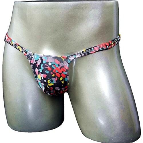 Printed Men Bikini Thong Sexy Swim/beach Wear U Convex Pouch Mens Sexy Panties/G-string/Thong/Jocks/Tanga Exotic