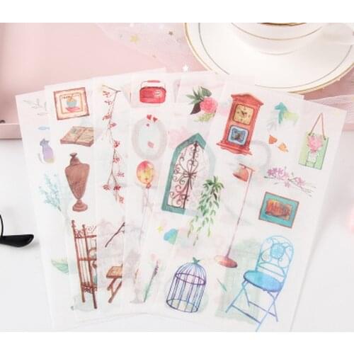 6 Sheets/Set European Style Travel Journal Diary Sticker Decoration Diary Scrapbooking Label Stickers Kawaii Korean Stationaries
