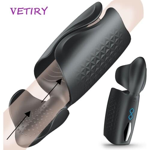 Penis Pump Vibrator 10 Speed Male Masturbator Sex Toys for Men Aircraft Cup Erotic Penis Delay Trainer Adult Endurance Exercise