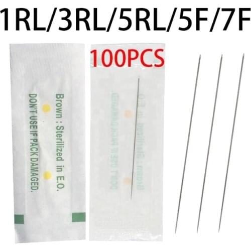 Disposable Sterilized Professional Tattoo Needles 1/3/5/7 RL for Tattoo Eyebrow Pen Machine Permanent Makeup Kit PMU needles 1R