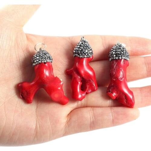 1PC Red Artificial Coral Pendants Necklace Branch Shape Exquisite Pendants for Making DIY Jewelry Necklace Bracelet Accessories
