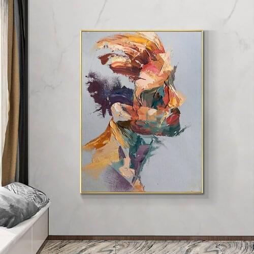 100% Hand Painted Abstract Man Portrait Oil Painting On Canvas Modern Figure Painting For Living Room Wall Decor Without Frame