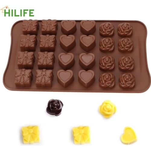 Rose Loving Heart Shapes 3D Food Mold Jelly and Candy Mold Silicone Chocolate Mold Non-Stick Silicone Cake Mold