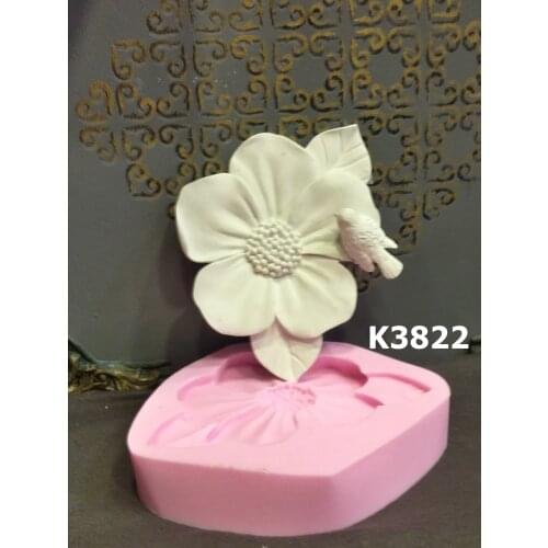 Flower with bird silicone mold