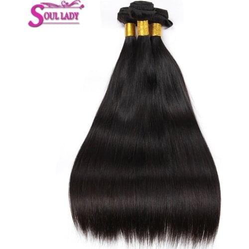 Soul Lady Cambodian Straight Hair 3 Bundles Natural Color 8-28 inches Natural Color Remy Hair Bundles 100% Human Hair Extensions