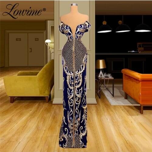 Dubai Elegant Evening Dresses Mermaid Floor Length Royal Blue Wedding Party Dress 2021 Customized Embroidery Prom Gowns Vestidos