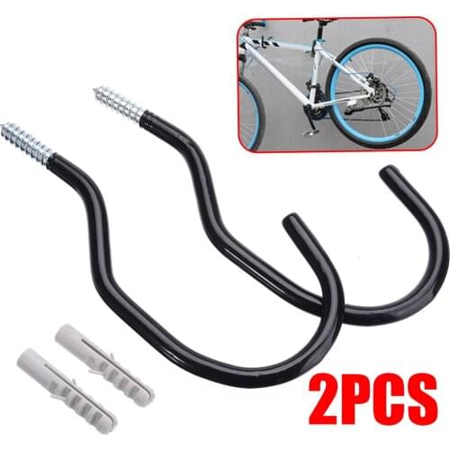 2 Pcs Bike Hook Home Brackets Bicycle Storage Hanger Garage Black Wall Mounted Cycling Stand Holder Heavy Duty Parking Racks