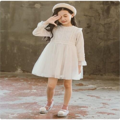 Girls spring dresses, big kids long-sleeved mesh skirts, baby princess dresses