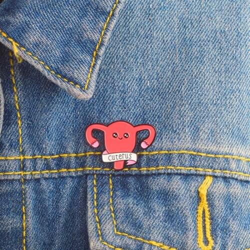 Cuterus Enamel pin Women female uterus womb Brooches Gift Feminism icons Pin Badge Button Lapel pin for Clothing cap bag