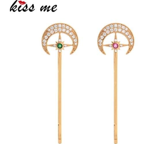 Kissme New Arrival Simple Design Zircon Moon Hairpin For Women Handmade Appointment Wedding Date Gift Hairpin Jewelry Accessory
