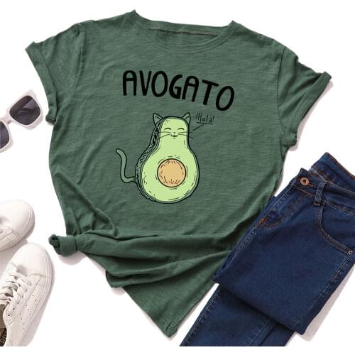 Women Short Sleeve Cotton T-Shirts Funny Avocado Graphic Tees Summer Tee Tops for Female Loose Casual Oversized Tee Clothes