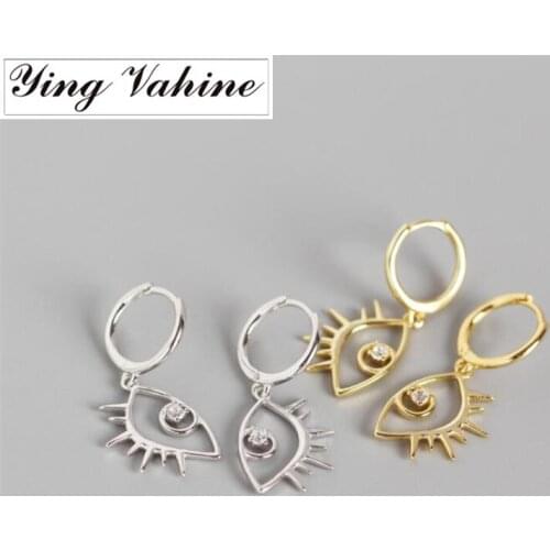 Ying Vahine 100% 925 Sterling Silver Abstract Eyes Pendant Stud Earrings for Women